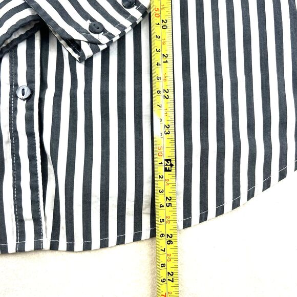Worthington Blak White Striped Button Down Shirt Womens Size M - Picture 7 of 10